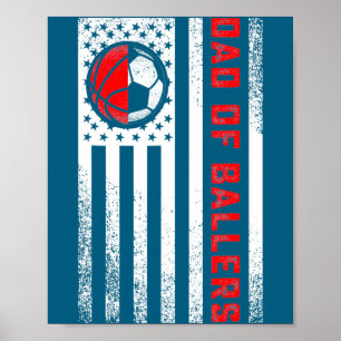 Póster Papá de la bandera estadounidense de baloncesto fú