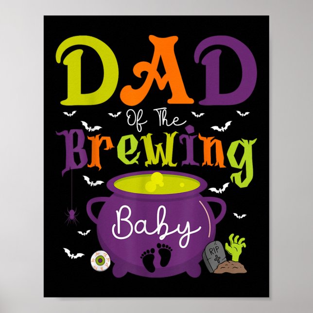 Póster Papá de la bruja bebé cervecera Shower de fantasma (Frente)