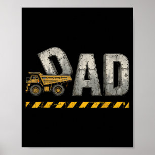 Póster Papá de la construcción día del padre padre retro