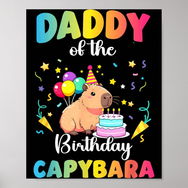 Póster Papá de la cumpleañera Capybara Fiesta de Cumpleañ (Frente)
