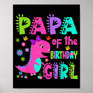 Póster Papa de la cumpleañera saurus rex dinosaur