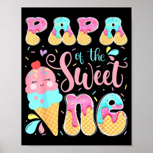 Póster Papa de la dulce niña de helado cumpleaños 1 