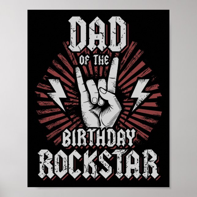 Póster Papá de la estrella de rock del cumpleaños Rocker  (Frente)