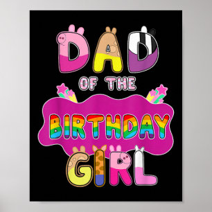 Póster Papá De La Familia Chica De Cumpleaños Fiesta De C