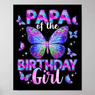 Póster Papa de la familia de mariposas de la cumpleañera