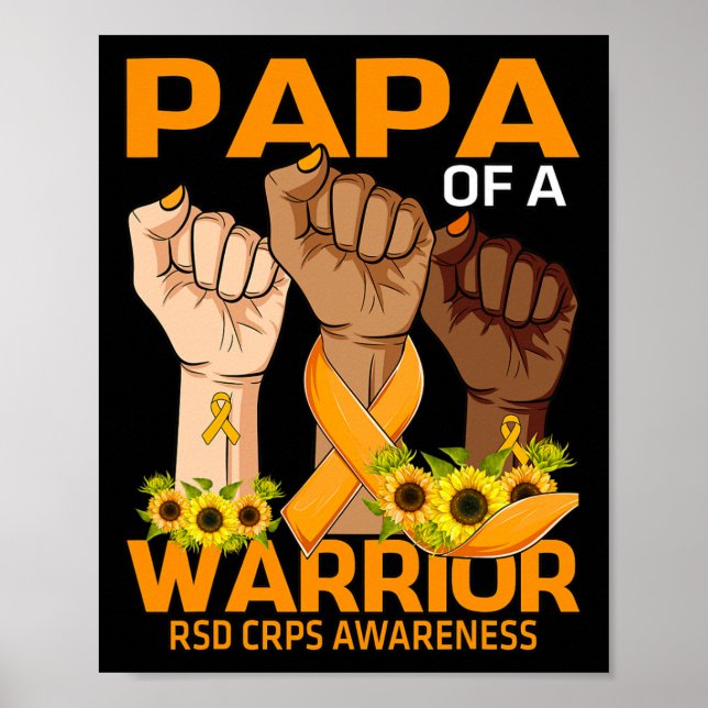 Póster Papá De La Mano De Un Guerrero Rsd Crps Conciencia (Frente)