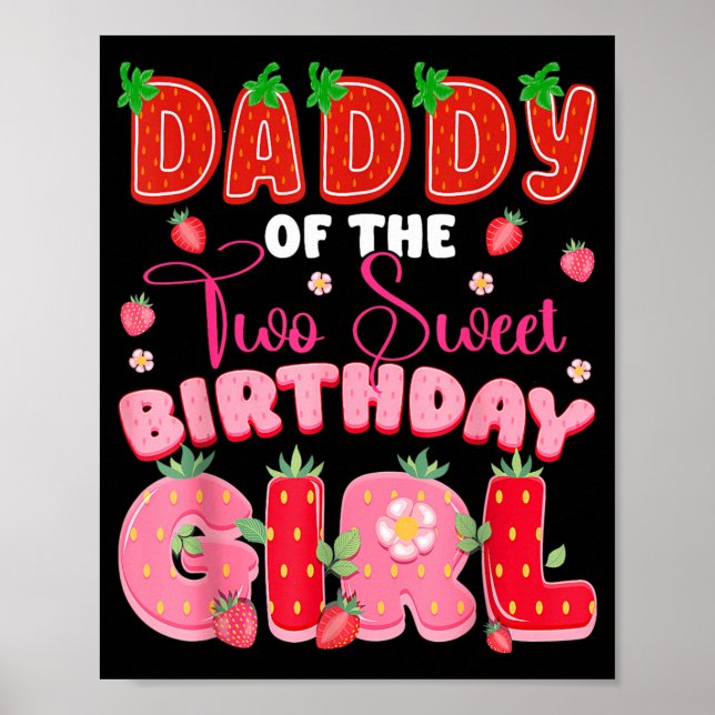 Póster Papá de la niña de 2 cumpleaños dulce (Frente)