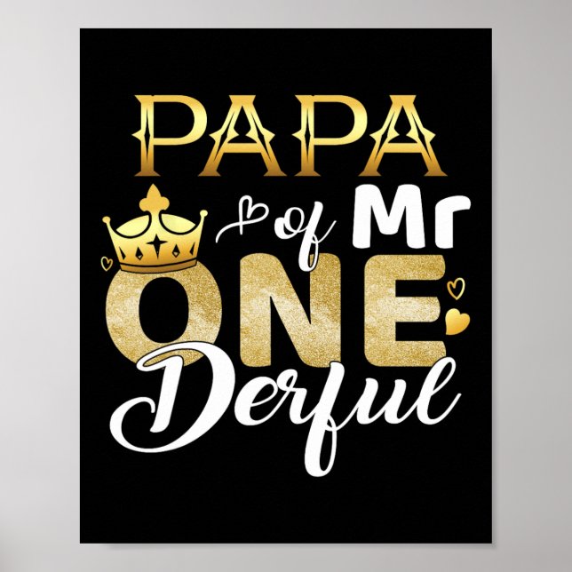 Póster Papa De Mr OneMaravilloso Cumpleaños First One-Mar (Frente)