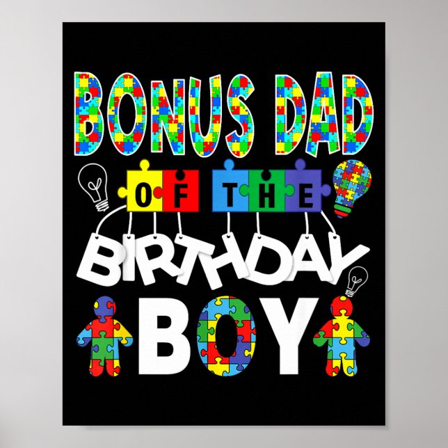 Póster Papa de regalo del chico del cumpleaños rompecabez (Frente)