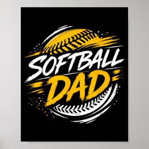 Póster Papá de sóftbol Sóftbol para papá Hombres Patrióti