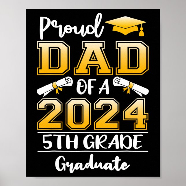 Póster Papá De Un Graduado De 5º Grado De 2024 (Frente)