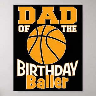 Póster Papá Del Cumpleaños Byller Bysketbyll Tema Fiesta