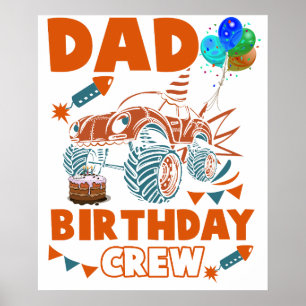 Póster Papá del Cumpleaños del Niño Autos Camiones Trenes