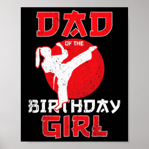 Póster Papá Del Cumpleaños Karate Taekwondo Chica Martial