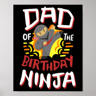 Póster Papá Del Cumpleaños Niños De Ninja Karate Bday Fie