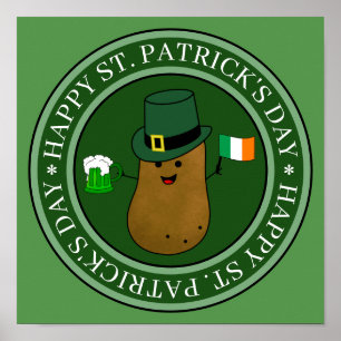 Póster Papa del Día de San Patricio en un Gorra