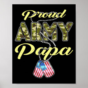 Póster Papa del Ejército Orgulloso Bandera Camuflaje Etiq