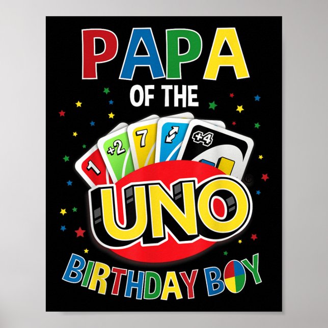 Póster Papa Del Juego De Birthday Uno Familia B-day Par (Frente)