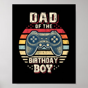 Póster Papá del niño de cumpleaños coincidente Videojugad