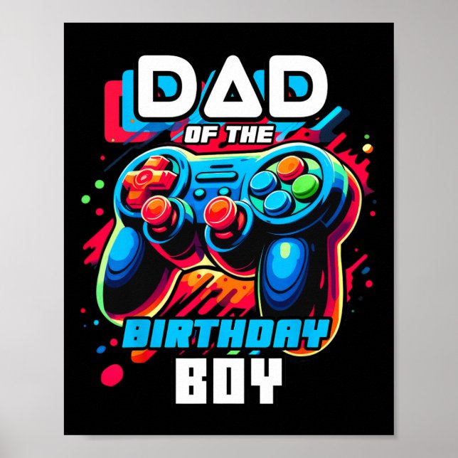 Póster Papá Del Niño De Cumpleaños Que Coincide Con El Ju (Frente)