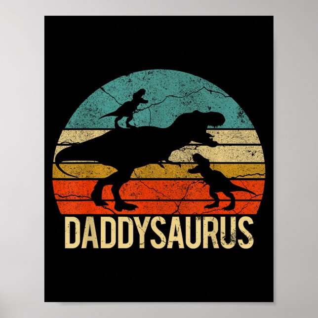 Póster Papa Dinosaurio Daddysaurus 2 Dos Niños Regalo De  (Frente)