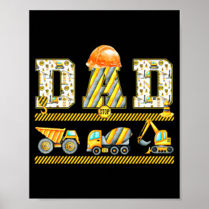 Póster Papá Divertido Construcción Excavadora Niños Ropa