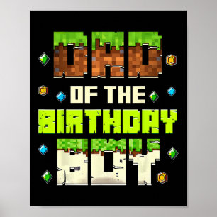 Póster Papá Divertido Del Cumpleañero Videojugador Pixel 