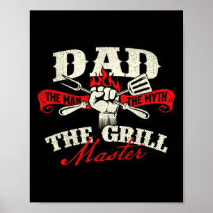 Póster Papá El Hombre El Mito El Amo Grill - Grill Bbq