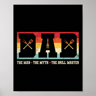 Póster Papá El Hombre El Mito El Maestro Grill Bbq Fiesta