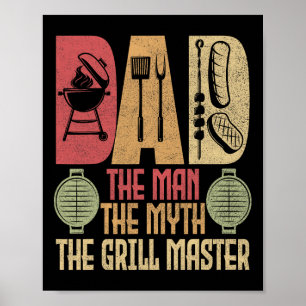 Póster Papá El Hombre El Mito El Maestro Grill Bbq Fiesta