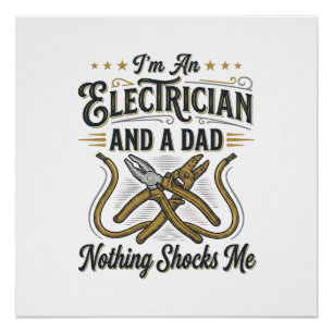 Póster Papá electricista nada me sorprende camiseta vinta