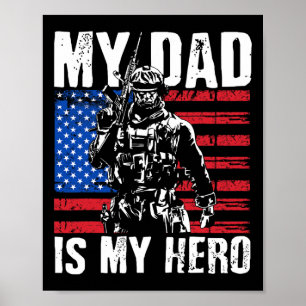 Póster Papá es mi héroe Papá del ejército Día del padre y