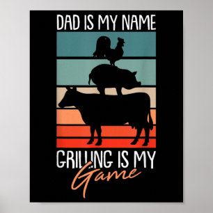 Póster Papá Es Mi Nombre Grilling Es Mi Juego Bbq Smob Ba