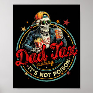 Póster papá esqueleto fiscal asegurándose de no envenenar