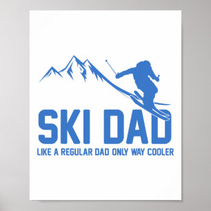 Póster Papá esquiador divertido aventura nevada amantes d