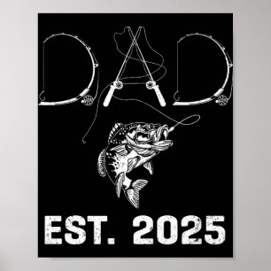 Póster Papá Est 2025 Pesca Papá Para Ser Nuevo Bebé Papá