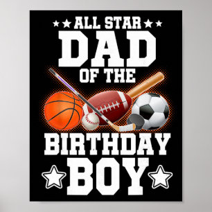 Póster Papá Estrella Del Niño Cumpleañero Fútbol De Esque