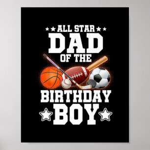 Póster Papá Estrella del Niño Cumpleañero Fútbol Sketll