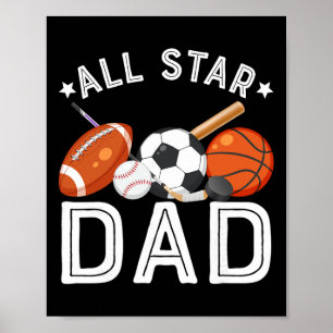 Póster Papá Estrella del Niño Cumpleañero Fútbol Sketll