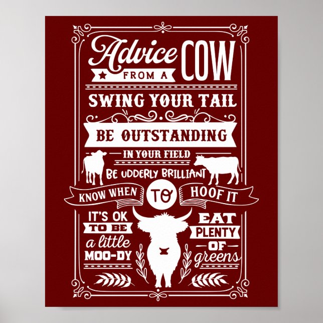 Póster Papa Farmer Recibe Consejos De Su Vaca (Frente)