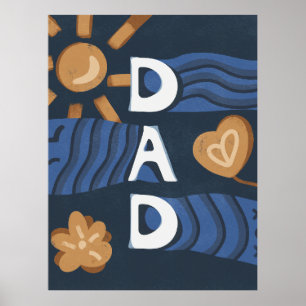 Póster Papá - Feliz Día del Padre Azul de la Marina