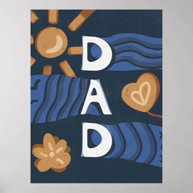 Póster Papá - Feliz Día del Padre Azul de la Marina (Frente)