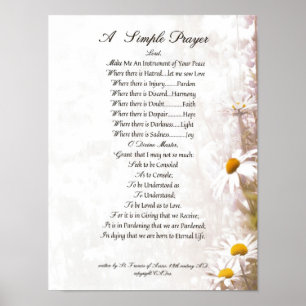 Póster PAPA FRANCIS= ST FRANCIS PRAYER=Daisies SIMPLE