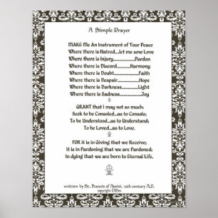 Póster PAPA FRANCIS= ST FRANCIS PRAYER=Filigree SIMPLE