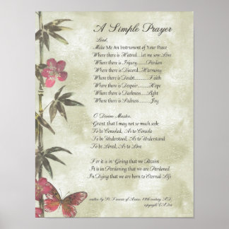 Póster PAPA FRANCIS=ST. FRANCIS SIMPLE PRAYER=Bambú