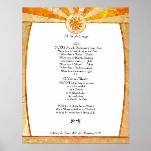 Póster PAPA FRANCIS=ST. FRANCIS SIMPLE PRAYER=Bambú2 (Frente)