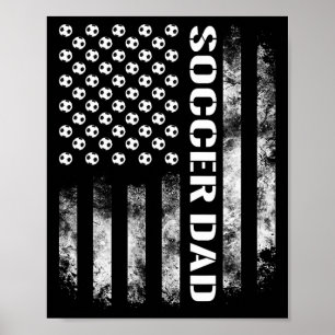 Póster Papá futbolista divertido bandera de EE. UU.