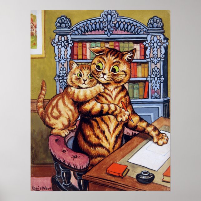 Póster Papá, gato Louis Wain (Frente)