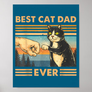 Póster Papá gato vintage gato puño hacia arriba divertido