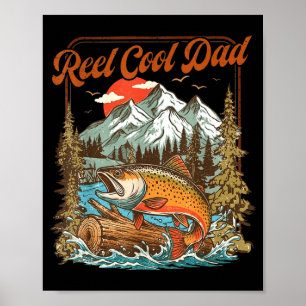 Póster Papá genial de carrete pesca vintage trucha arcoír